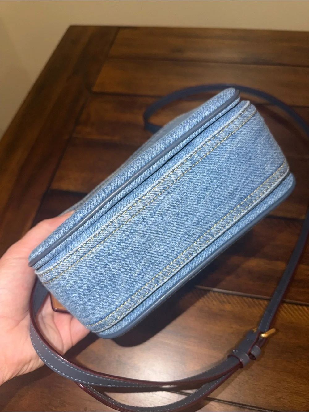 Coach Cassie 19 Denim Crossbody Bag with Gold C turn lock. - Blue - Picture 3 of 5